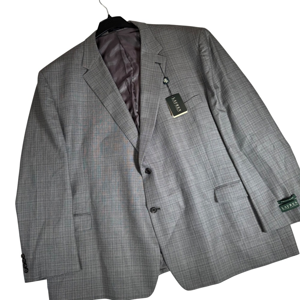 NWT Lauren Ralph Lauren Men 60R Executive Fit Silk Wool Blazer Grey EXEC12DX1210